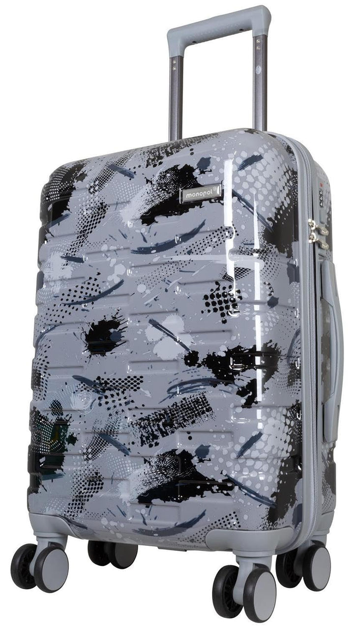 Hartschalen Koffer Trolley Cespara Handgepäck mit modernem Motiv Print - Farbe Silber - Gr. M