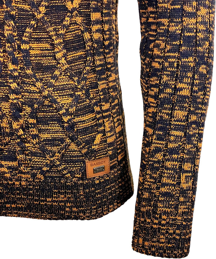 Subliminal Mode Herren Pullover aus grobem Strick mit Schalkragen BX292 M Marine, M Marine
