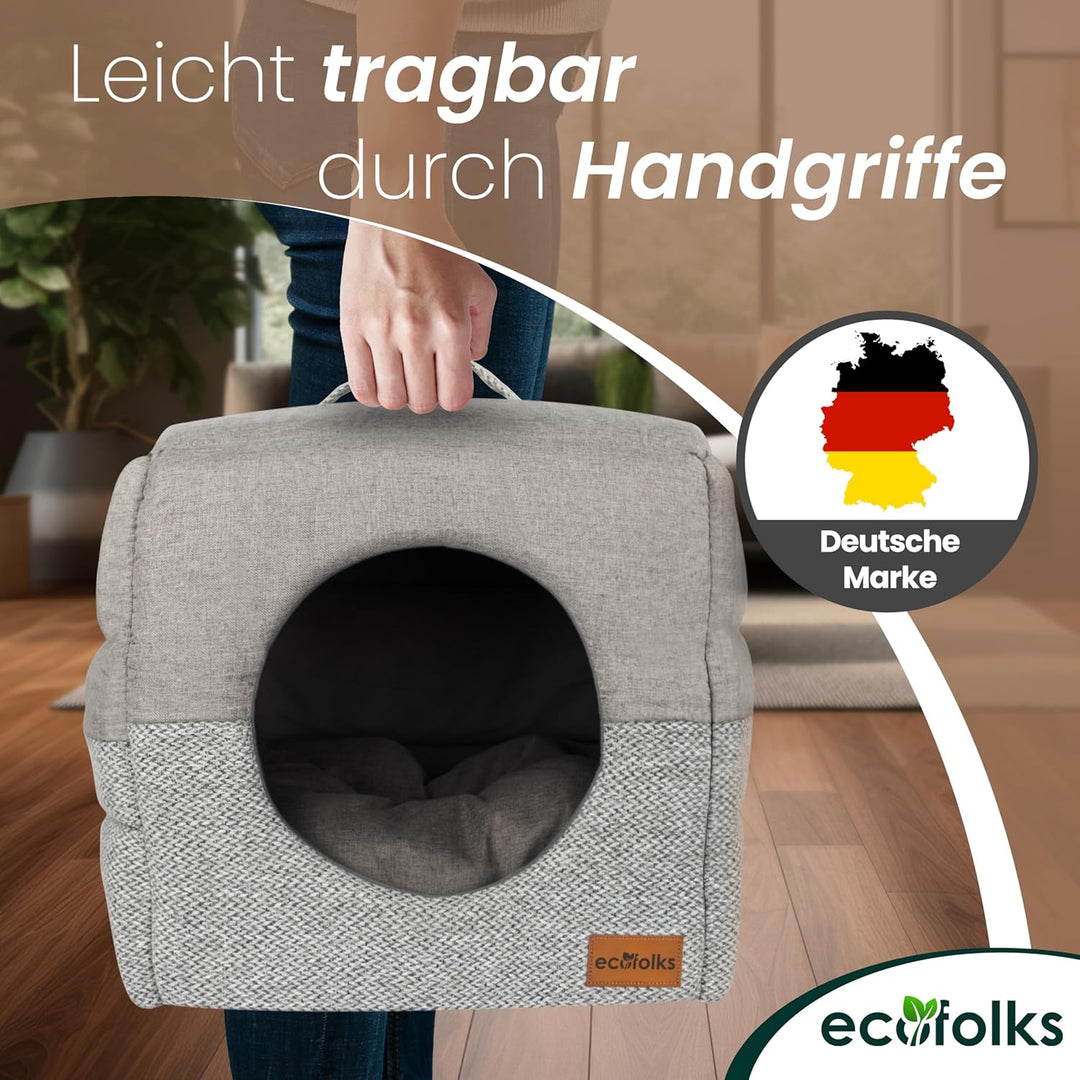 3in1 antibakterielles Katzenbett, Katzenhöhle | Sofa & Kuschelbett – wandelbar, stylisch & platzspar