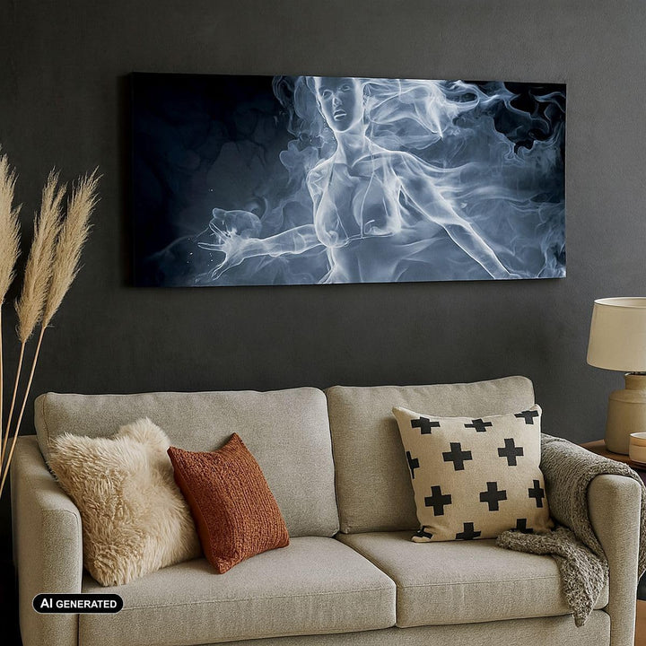 Wandbilder Dekoration Wohnzimmer Mädchen rauch nebel kunst Panorama Bilder auf Leinwand 120x50cm Lei