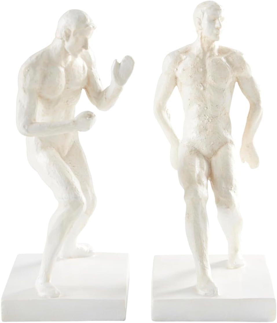 Jotex Push Bücherstütze, stilvolle und Starke dekorative Buchstütze aus Polyresin (2er Set) - Weiss,