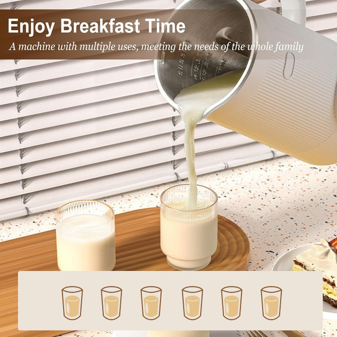 Nussmilchmaschine, 1200ml Pflanzenmilchbereiter mit 48 Klingen, LED Anzeige, 8 Stunden Warmhaltefunk