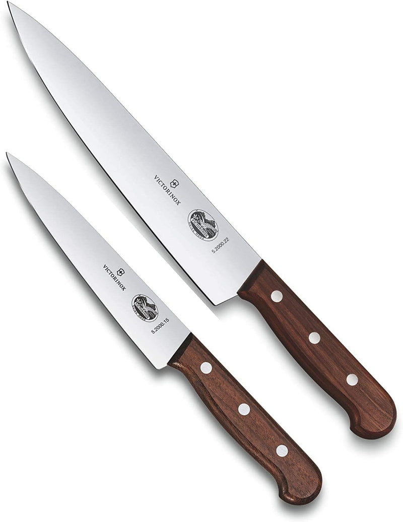 Victorinox, Wood, Profi Tranchier-Set, 2-teilig, gerader Schliff, Extra Scharf, Edler Holzgriff, bra