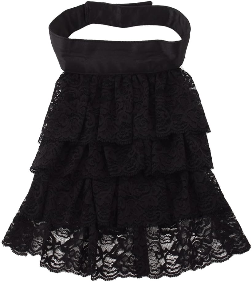 BLESSUME Jabot Kragen Viktorianisch Halskrause Spitze Jabot Kostüm Gross Schwarz Jabot Manschetten,