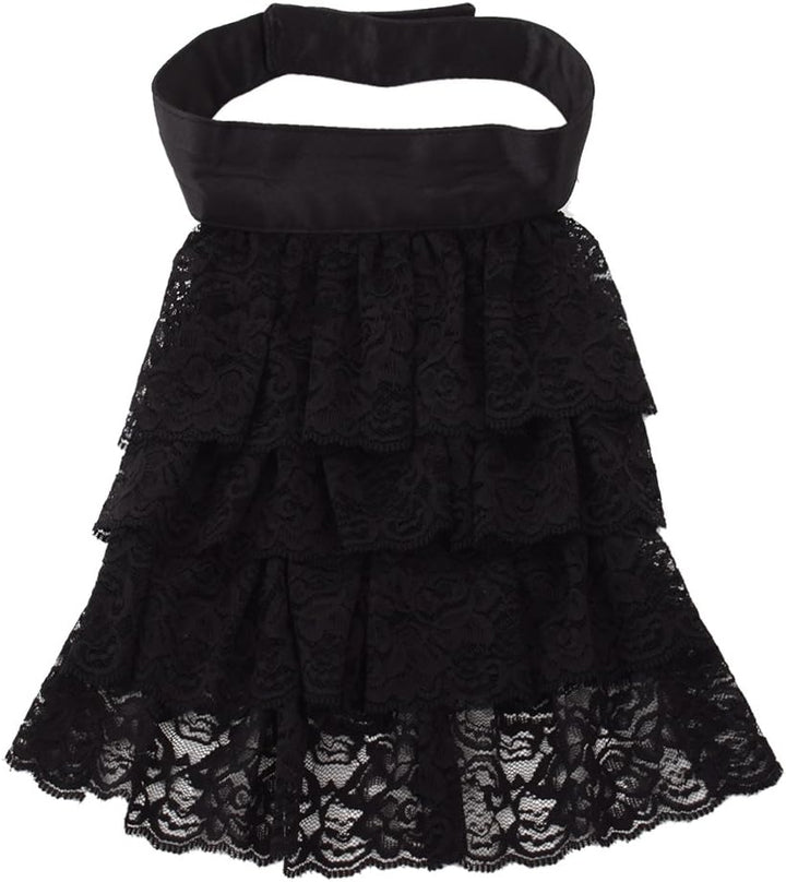 BLESSUME Jabot Kragen Viktorianisch Halskrause Spitze Jabot Kostüm Gross Schwarz Jabot Manschetten,