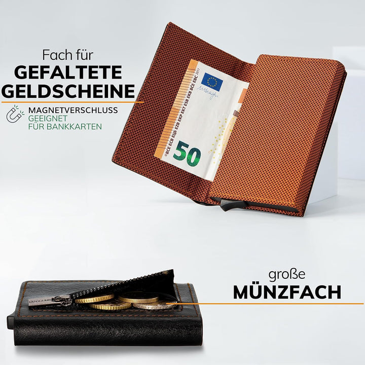 GUGGIARI® Kreditkartenetui - Kartenetui mit Münzfach/Kartenhalter mit Magnetverschluss - Aluminium R