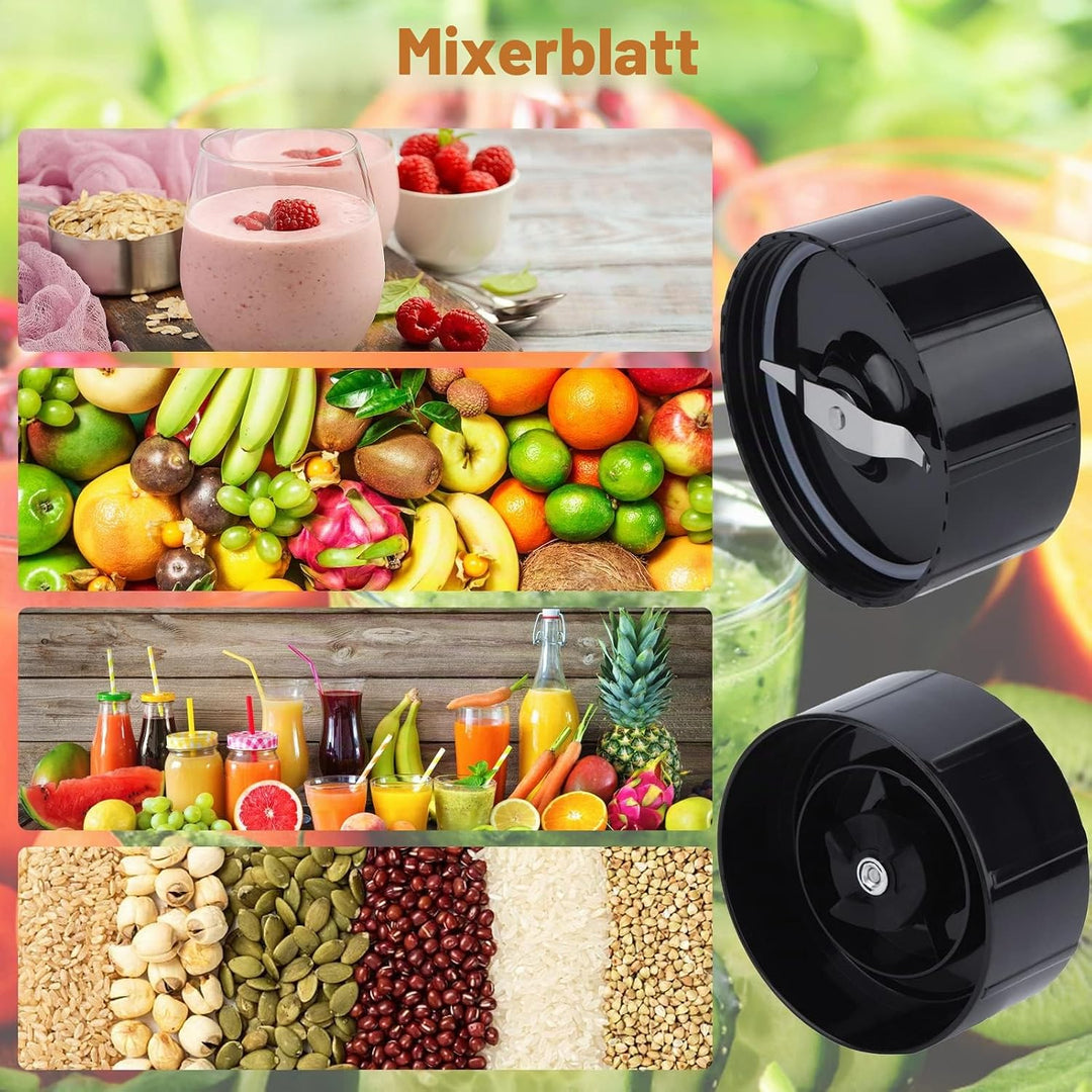 Ersatzteil für Magic Bullet Blender,Kreuz- und Flache Klingen mit Gummidichtungen, Ersatzteile für M
