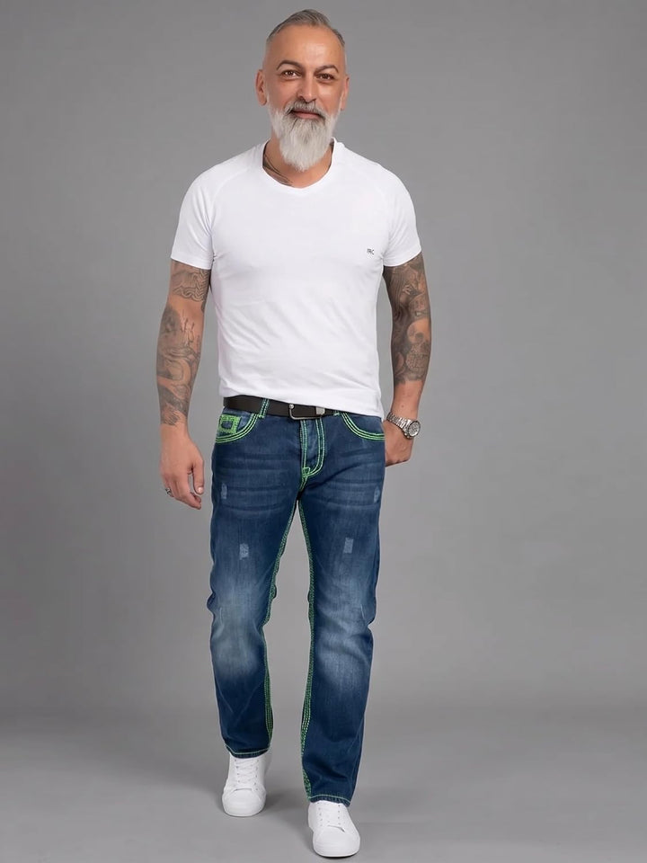 Rock Creek Herren Designer Jeans Hose Dicke Nähte Vintage Blau RC-2056 36W / 30L Blau - Rc-2271, 36W