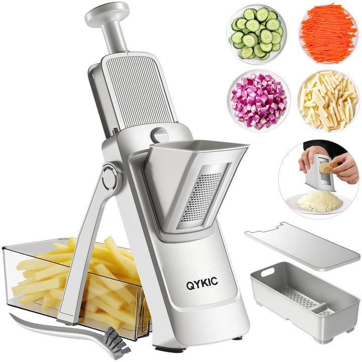 QYKIC Gemüseschneider, ONCE FOR ALL Verstellbar Gemüsehobel Mandoline Vegetable Slicer Kartoffelschn
