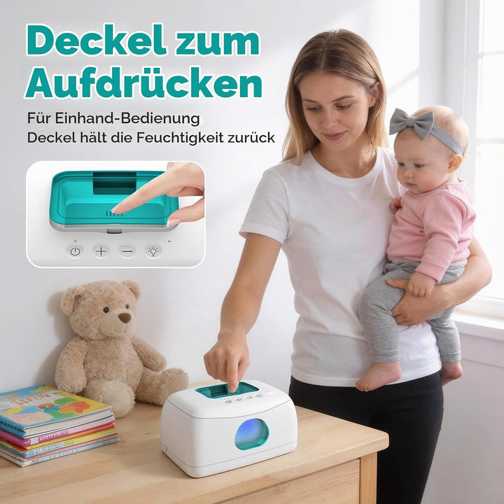 MYPIN Babyfeuchttücher-Wärmer, 24-Stunden-Konstanttemperaturheizung, Fassungsvermögen 120 Stück, mit
