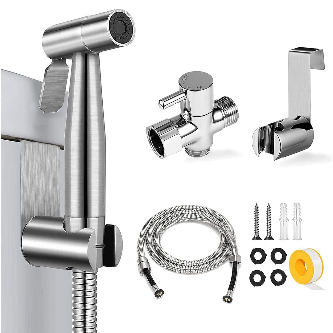 Bidet-Sprühgerät für WC, Handsprühgerät, Badezimmer-Sprühkopf-Set, Sprühaufsatz mit 144 cm Schlauch,