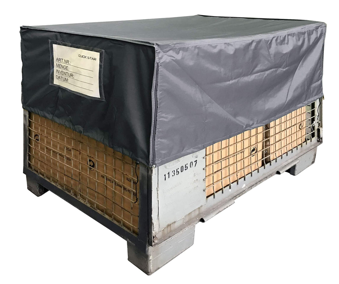 QUICK STAR Gitterbox Abdeckung 125x85x50cm Grau Schutzhaube Abdeckplane Staubschutz Palettenmöbel