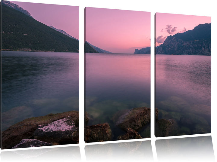 Pixxprint Gardasee in Italien als Leinwandbild | Grösse: 3 Teilig (120x80) | Wandbild| Kunstdruck |