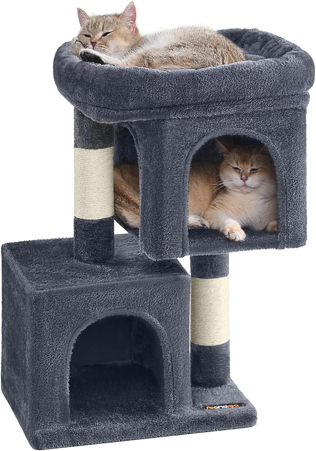 Feandrea Kratzbaum klein, 67 cm Katzenbaum, Katzenhaus für Kätzchen bis zu 3 kg, grosse Plattform, S