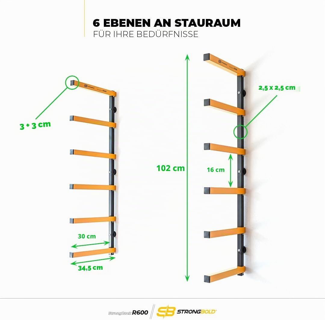StrongRack R600 Schwerlastregal ⏐ Aufbewahrung Regal und Garage Organizer mit 6 Ebenen ⏐ Wandhalteru