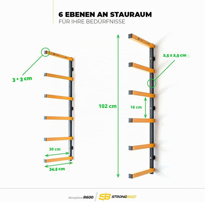 StrongRack R600 Schwerlastregal ⏐ Aufbewahrung Regal und Garage Organizer mit 6 Ebenen ⏐ Wandhalteru