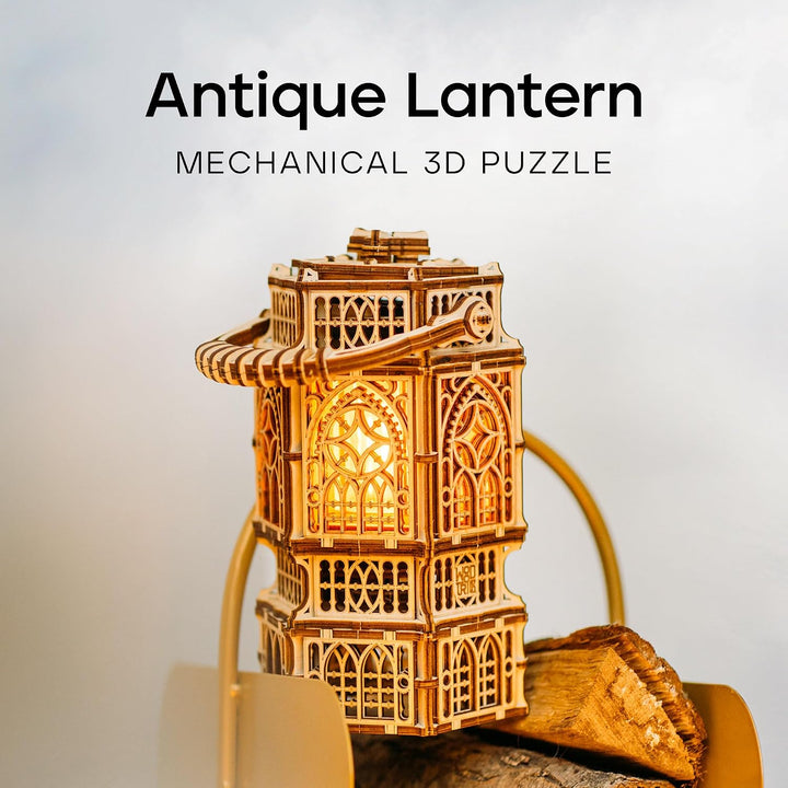 Wood Trick Antike Laterne Leuchtendes LED 3D Holzpuzzle für Erwachsene und Kinder zum Selberbauen -