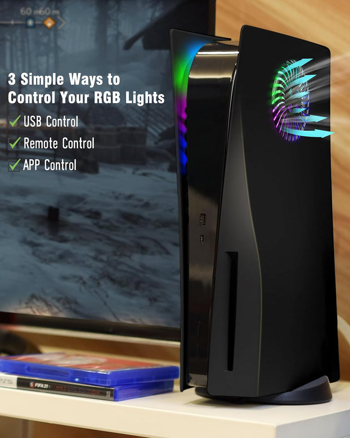Joso Frontblende für PS5 Disc Edition, Kratzfeste, staubdichte Ersatzhülle mit RGB-Ring, Abdeckung p