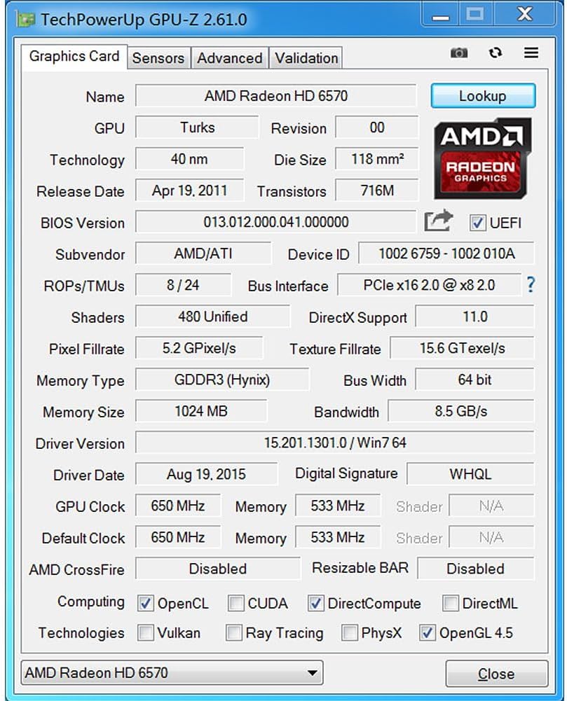 QTHREE Radeon HD 6570 1GB DDR3 2X HDMI Grafikkarte, Low Profile, PCI-Express 2.0 x16, Computer GPU,