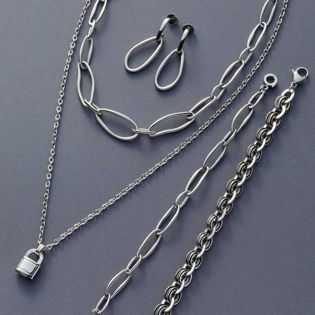 JEWELS BY LEONARDO Galera Halskette aus Edelstahl 1 Stück, kurze diamantierte Kette mit Zirkonia-bes