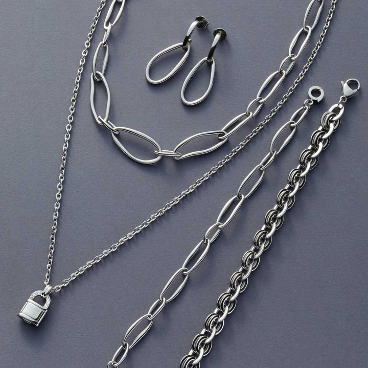 JEWELS BY LEONARDO Galera Halskette aus Edelstahl 1 Stück, kurze diamantierte Kette mit Zirkonia-bes