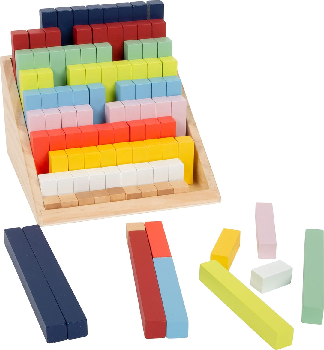 small foot Rechenstäbchen XL-Lernbox "Educate", aus Holz, farbenfroh, schulen das Zahlenverständnis,