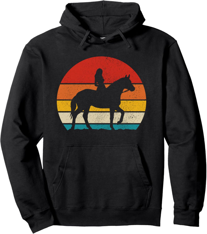 Pferde Vintage Retro Reiten Reiterin Geschenk Pullover Hoodie