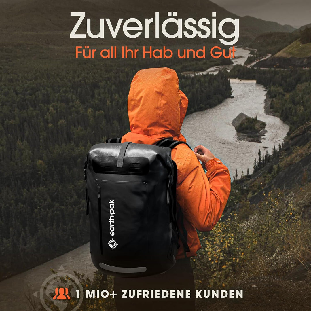 Earth Pak wasserdichter Rucksack – 35L / 55L Waterproof Backpack mit leistungsstarkem Rolltop Rollve