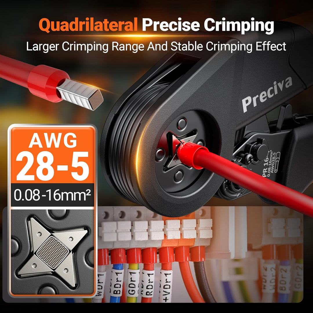 Preciva 0,08-16mm² Crimpzange Set mit 1500 Aderendhülsen Set Aderendhülsenzange Set bsteinstellend F