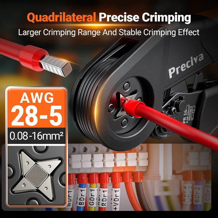 Preciva 0,08-16mm² Crimpzange Set mit 1500 Aderendhülsen Set Aderendhülsenzange Set bsteinstellend F