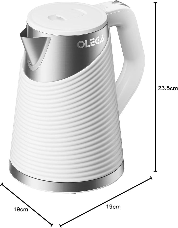OLEGA Wasserkocher 1800W - schnell kochender Heisswasserkessel, 1,8 l Abschaltautomatik Doppelschich