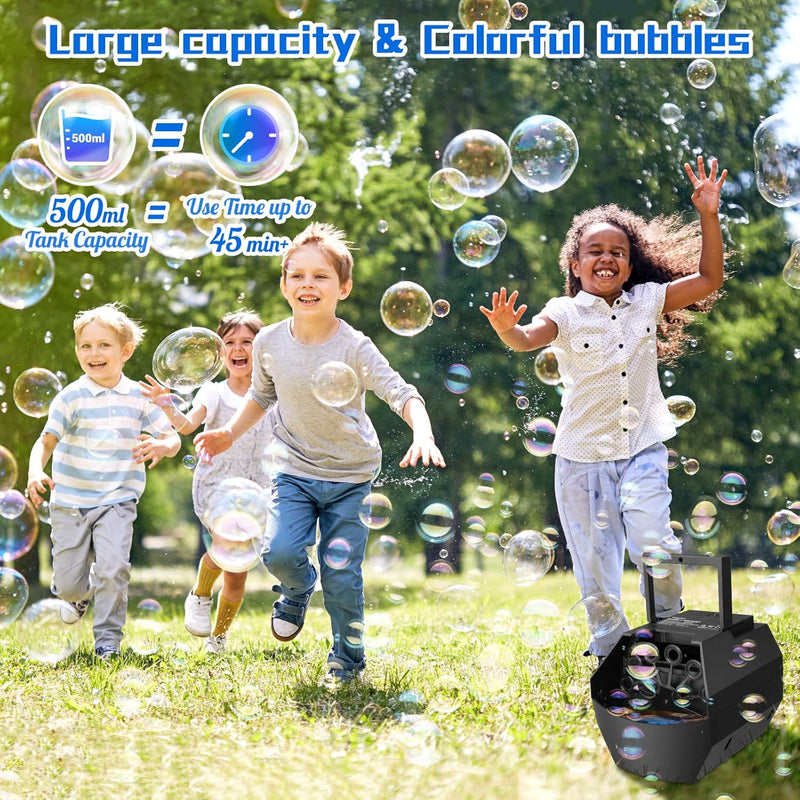 Theefun Tragbare Seifenblasenmaschine, Automatischer Seifenblasenmaschine Kinder 500ml Seifenblasen