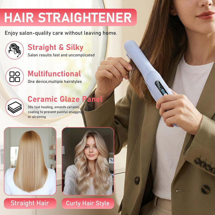 Glätteisen Kabellos 2 in 1 Glätten & Locken, USB Haarglätter mit 4000mAh Akku, 4 Temperaturstufen (1