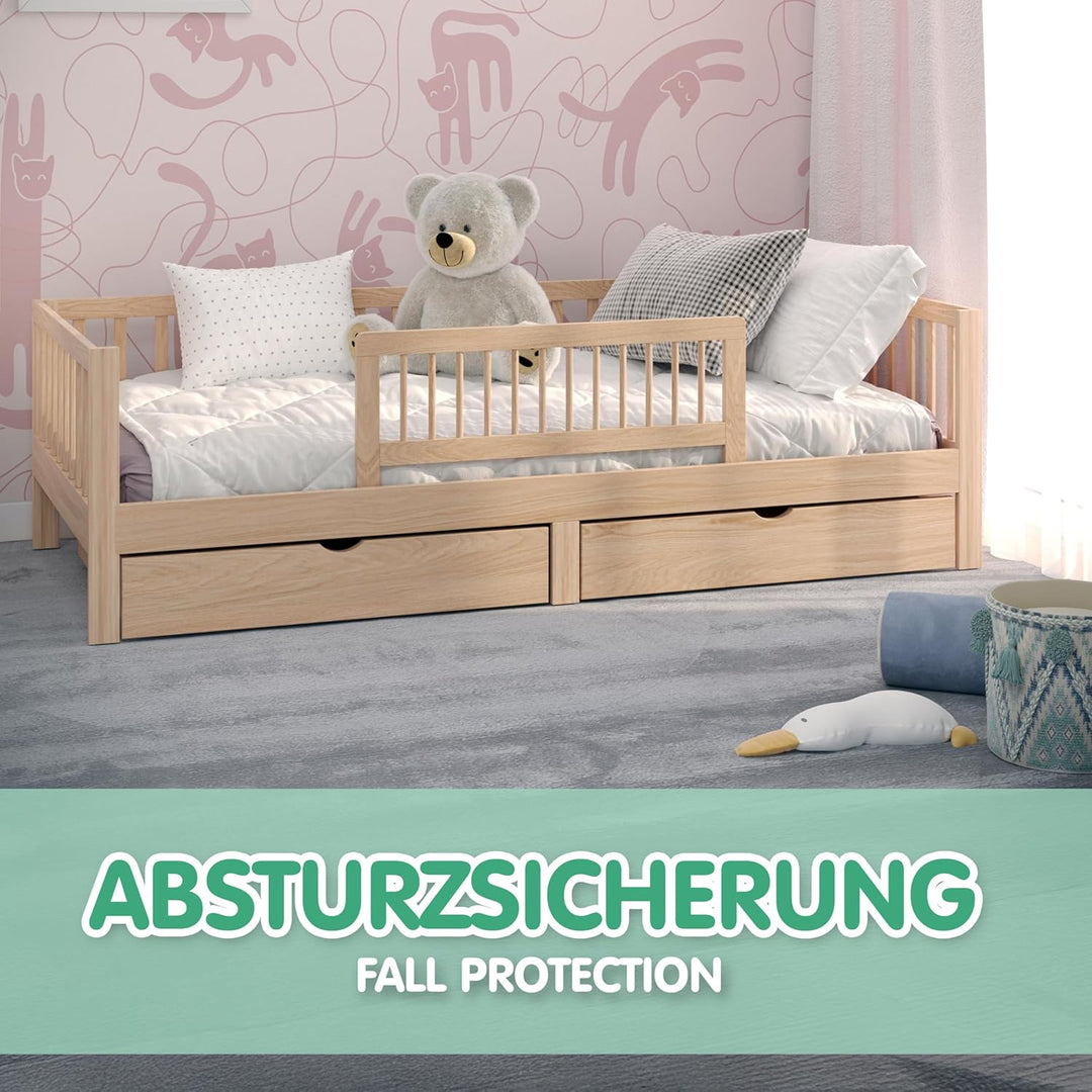 CADANI Kinder Bettgitter Baby Bettschutzgitter klappbarer Rausfallschutz aus Massivholz für Elternbe