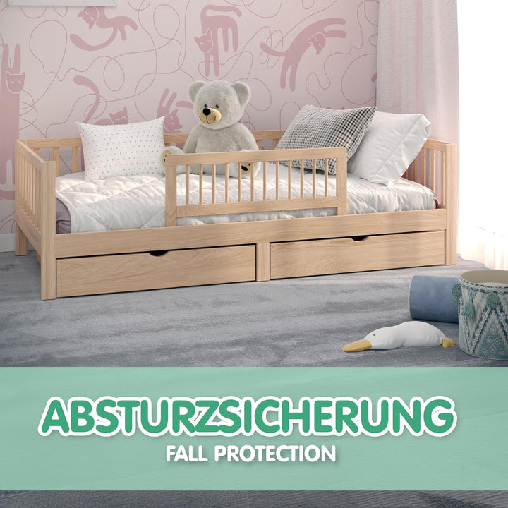 CADANI Kinder Bettgitter Baby Bettschutzgitter klappbarer Rausfallschutz aus Massivholz für Elternbe