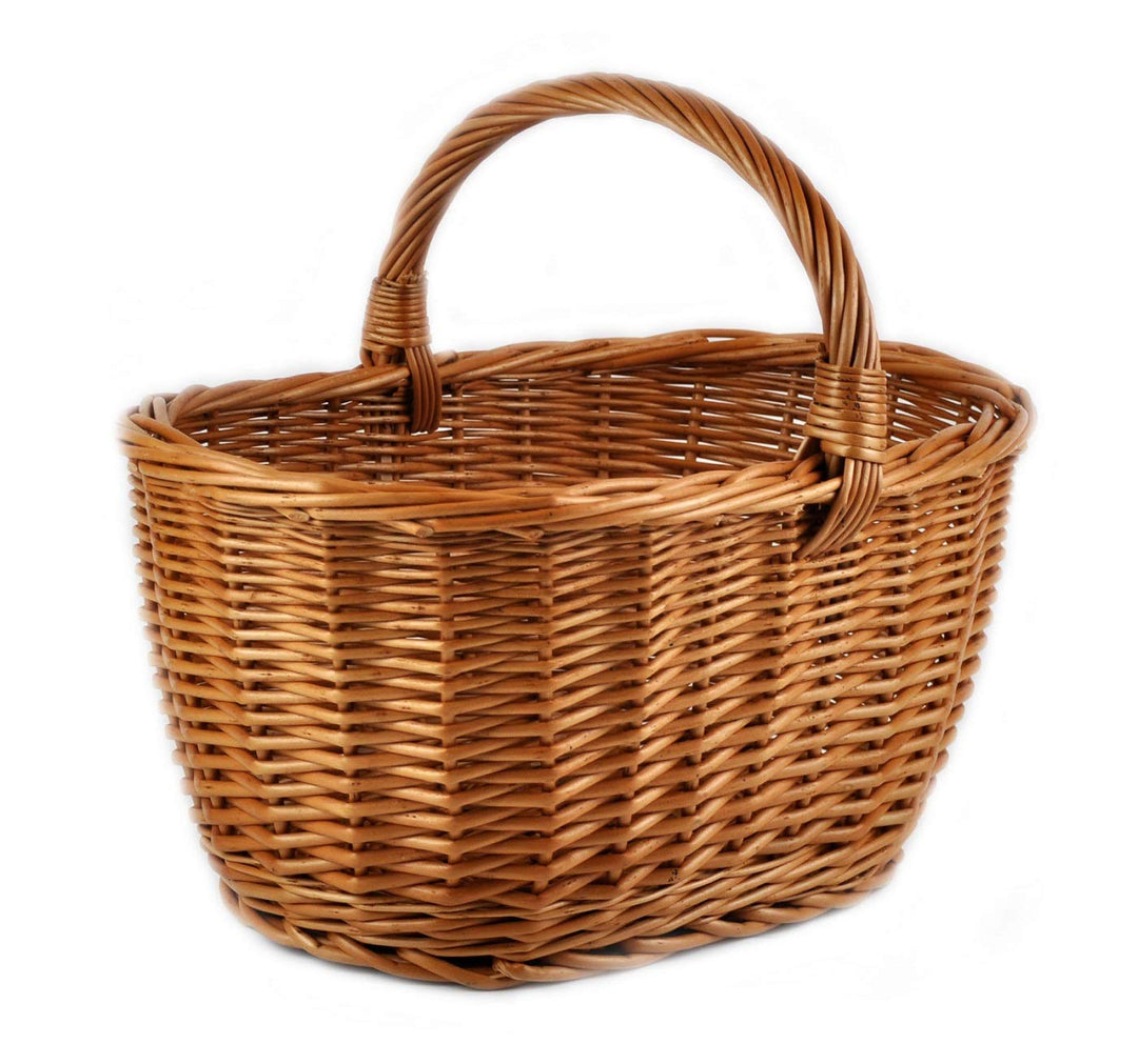 MyBer® Einkaufskorb Rattankorb Weidenkorb Flaschenkorb Geschenkkorb geflochten BTH 43/33/25-34cm sta