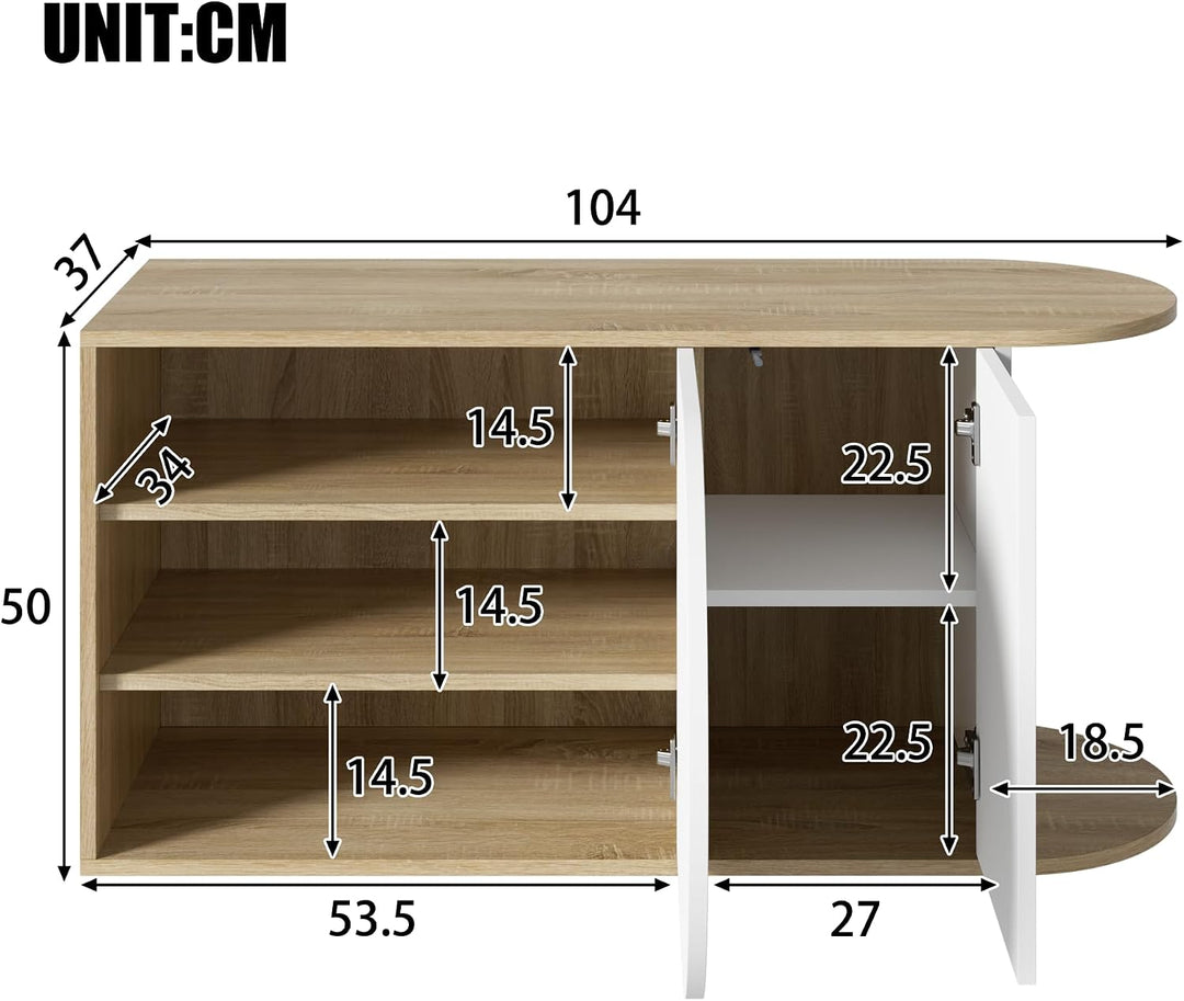 Merax Schuhschrank mit Sitzbank 104 × 37 × 50 cm, Hochglanz Schuhbank Schuhkommode mit 2 Türen, Push