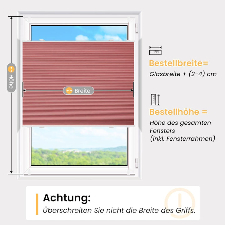 BelleMax Wabenplissee ohne Bohren Verdunkelung Thermo Plissee Klemmfix, Weinrot-weiss 40x110cm(BxH),