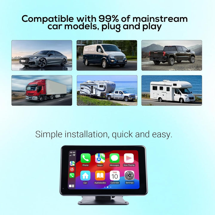 Haudio 7 Zoll Carplay Display,für Wireless Carplay und Android Auto,HD Touchscreen Tragbarer CarPlay