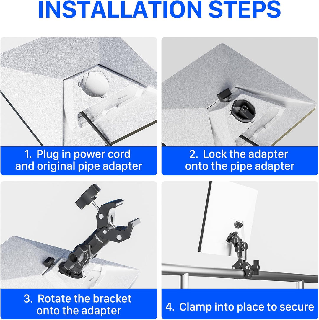 2025 Starlink Mini Halterung Aluminium Klemmadapter mit 1/4"-20 & 3/8"-16 Gewinde, 360° verstellbar