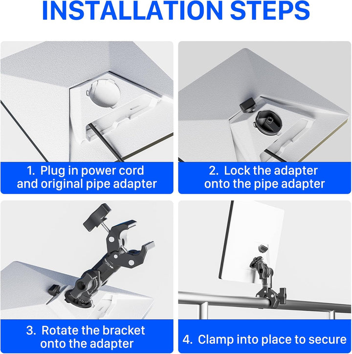 2025 Starlink Mini Halterung Aluminium Klemmadapter mit 1/4"-20 & 3/8"-16 Gewinde, 360° verstellbar
