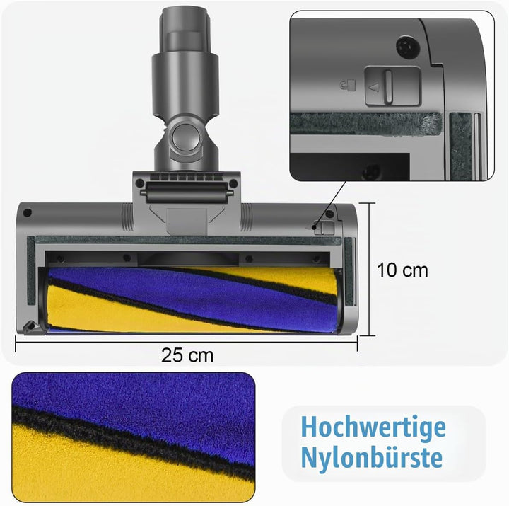 DrRobor Softwalze Bodendüse für Dyson V10 V11 V15 V7 V8, Elektrischer Soft Roller Bürste Aufsatz mit
