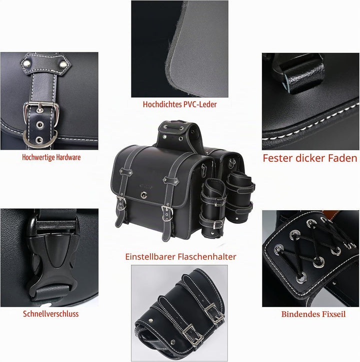 Motorrad PVC Leder Werkzeugtasche-Universal Gabeltasche, Lenkertasche Motorrad Rolltasche Satteltasc