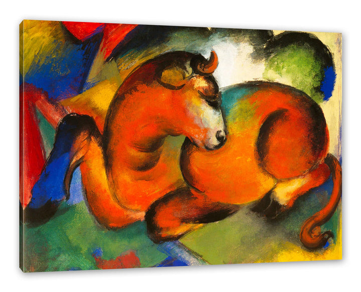 Generisch Franz Marc - Roter Stier als Leinwandbild / Grösse: 120x80 cm / Wandbild / Kunstdruck / fe