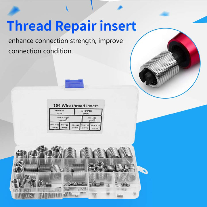M5 M6 M8 M10 M12 M14 M16 304 Gewindeeinsätze Edelstahl Reparatureinsatz mit Gewinde Sortiment Spiral