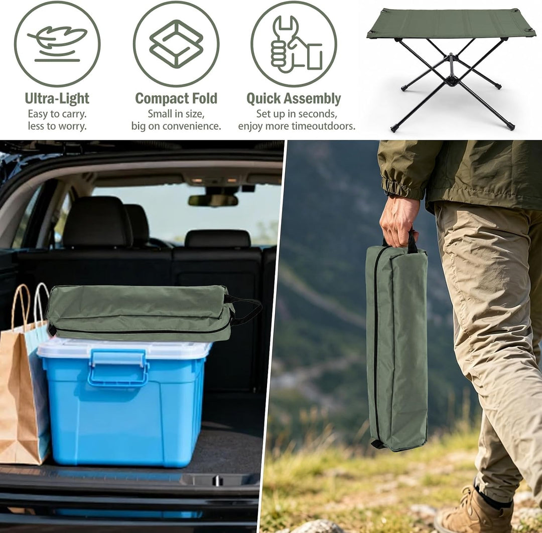 Campingtisch klappbar 60 x 40 cm, Faltbarer Outdoor Tisch aus Aluminium, Leichter tragbarer Camping