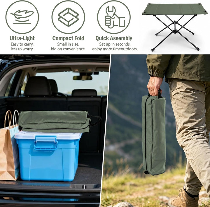 Campingtisch klappbar 60 x 40 cm, Faltbarer Outdoor Tisch aus Aluminium, Leichter tragbarer Camping