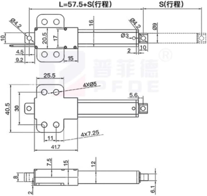 100mm 12V Linearaktuator, Linearantrieb Schubstange Geräuscharmer Kurzschlussschutz Elektrischer Min
