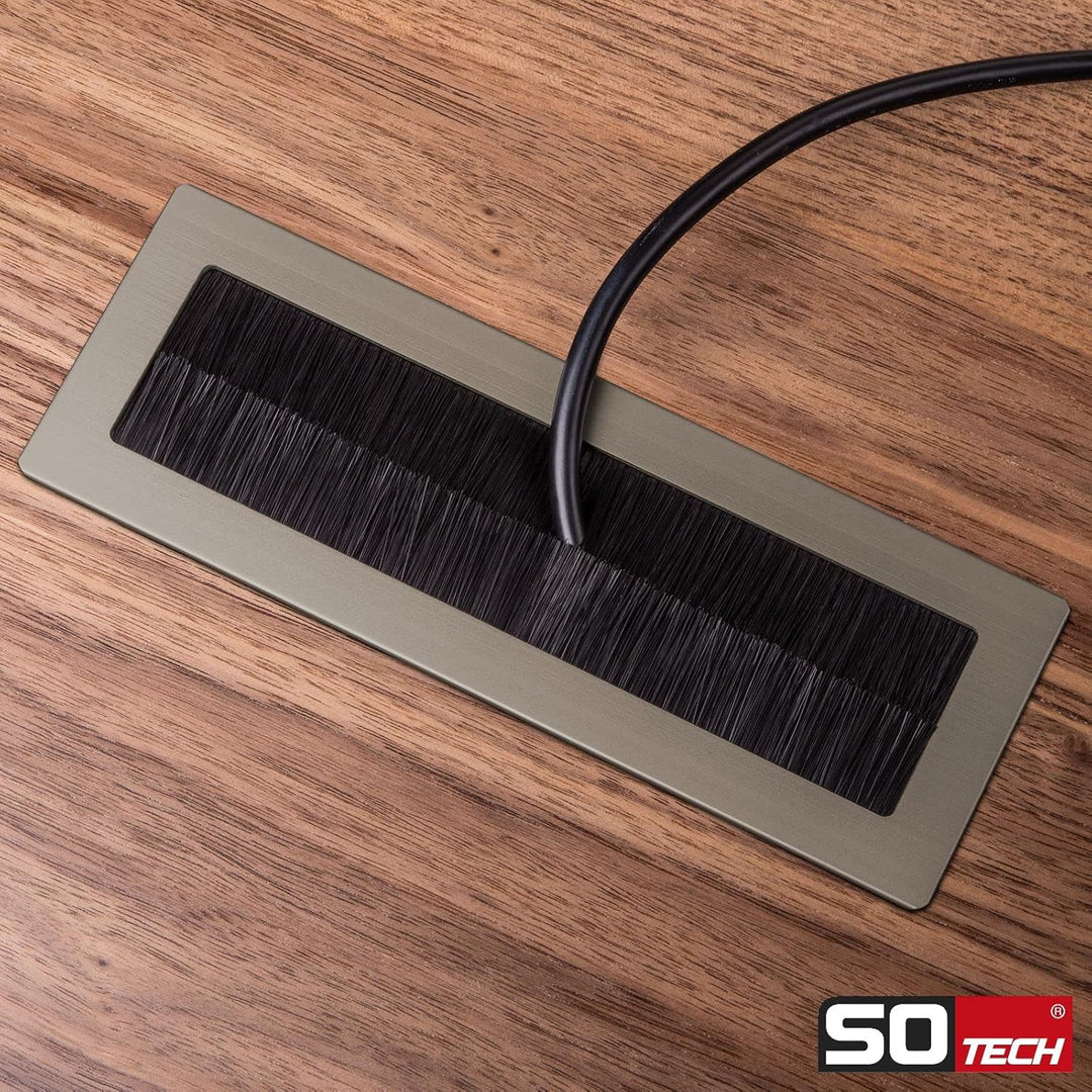SOTECH 2 x Kabeldurchlass Toledo aus Aluminium in Edelstahloptik eloxiert 150 x 70 mm, Einbaumass: 1
