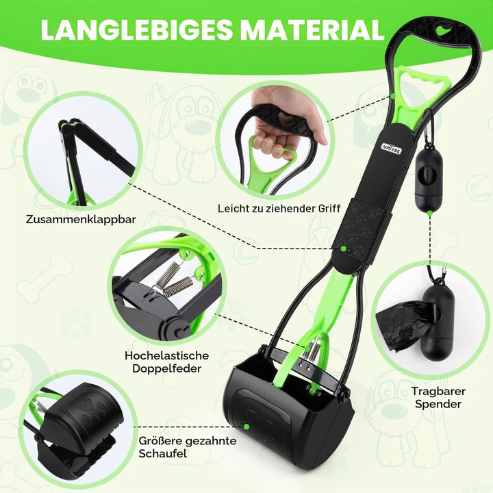 Nobleza Raccoglitrice per cani 60 cm Raccogli Cacche per Cane Portatile Pieghevole Dog Poop Scooper